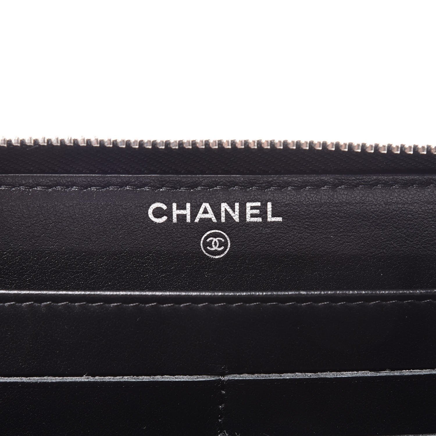 Chanel Lambskin Camellia Embossed Large Zip Around Gusset Wallet Black 6 of 14