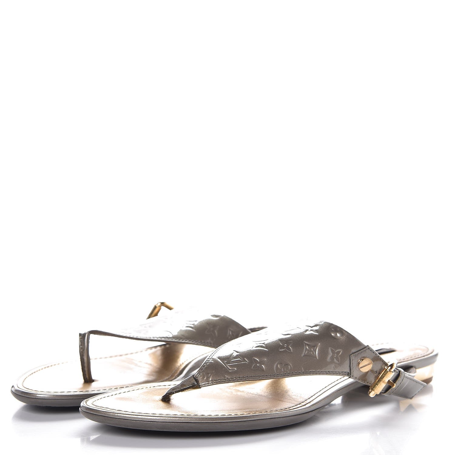 Louis Vuitton Vernis No Doubt Thong Sandals 39 Gris Art Deco 3 of 13