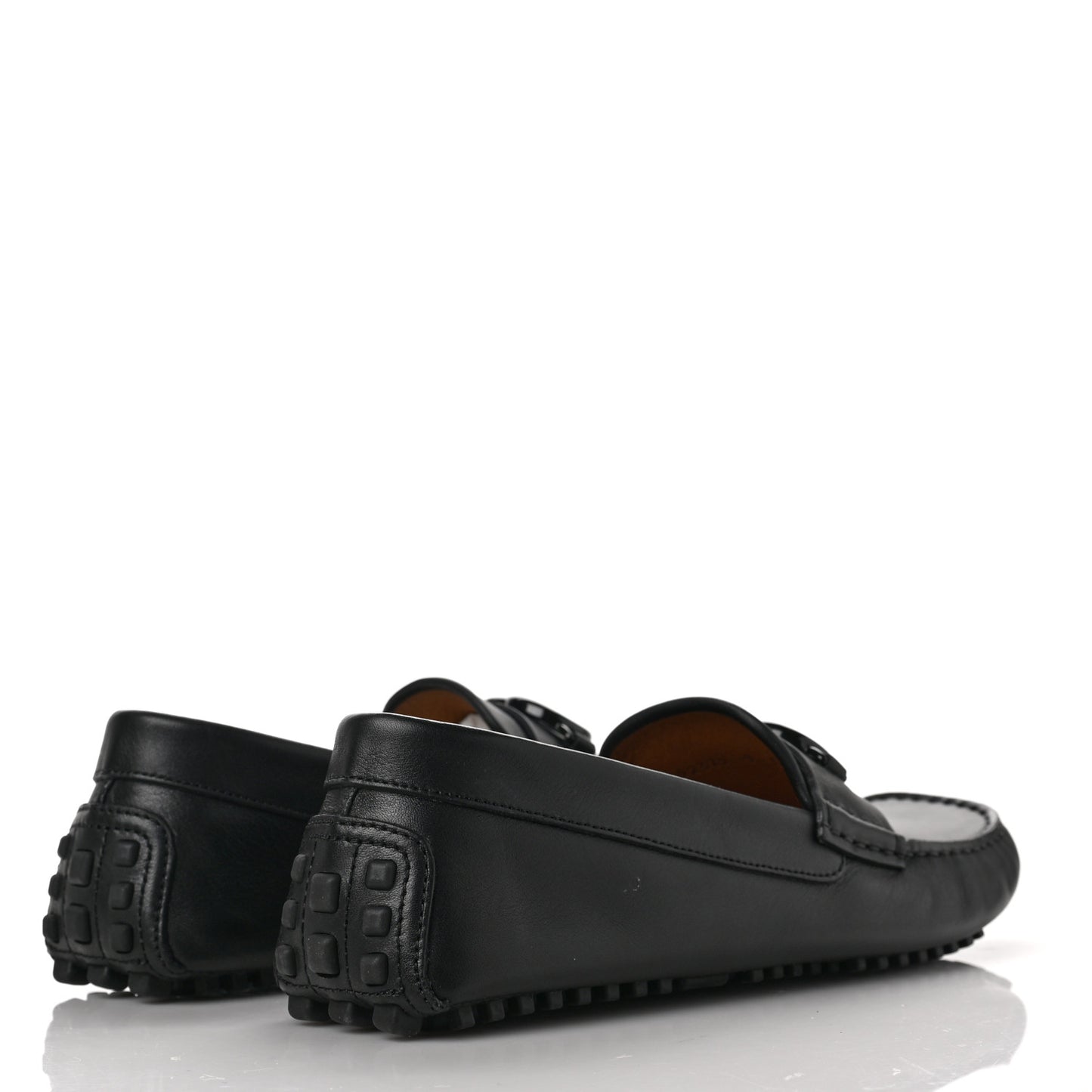 Soft Clove Calfskin Monochrome Mens Interlocking G Driver Loafers 9 Black