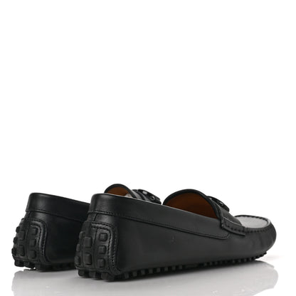 Gucci Soft Clove Calfskin Monochrome Mens Interlocking G Driver Loafers 9 Black 4 of 8