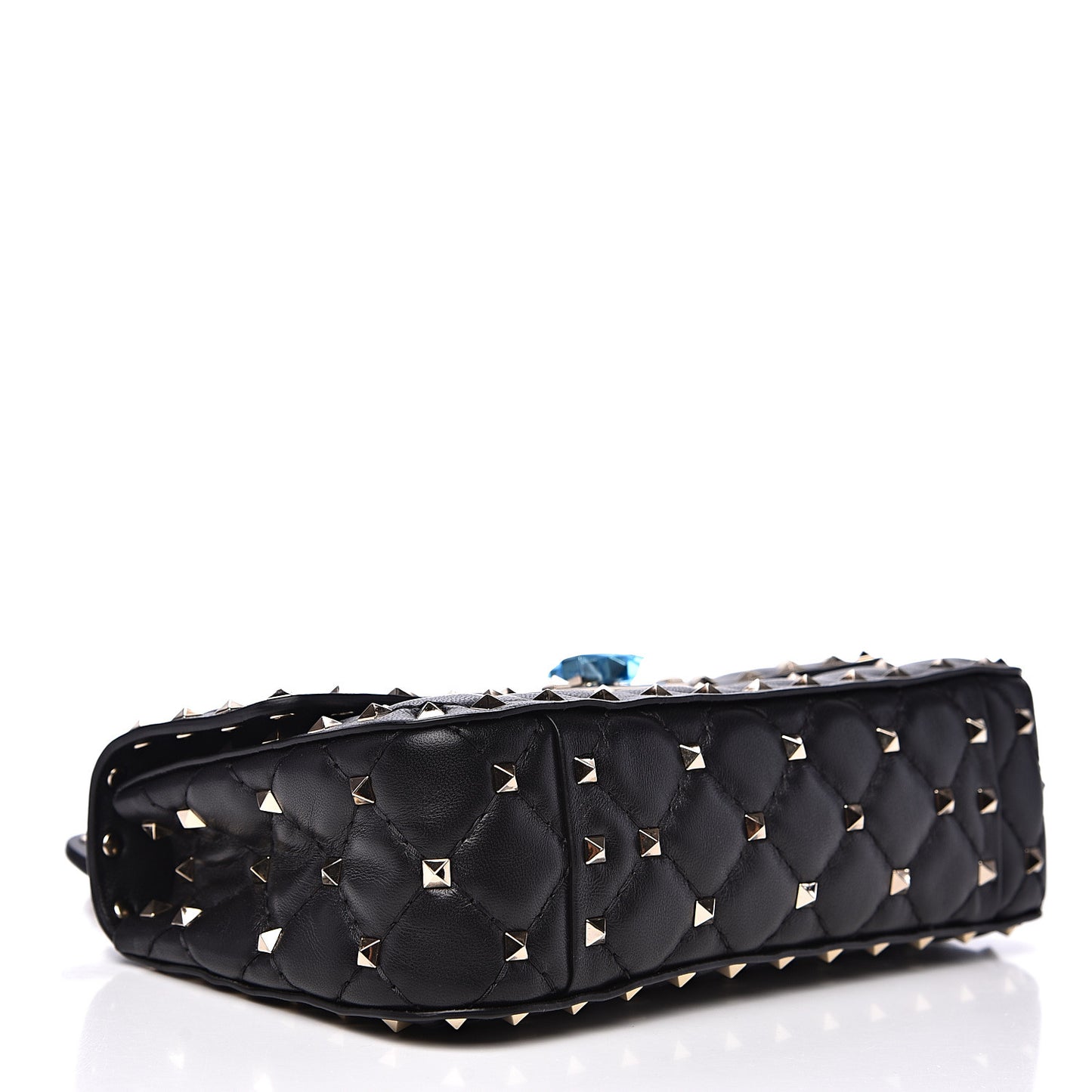 Lambskin Small Rockstud Spike Shoulder Bag Black