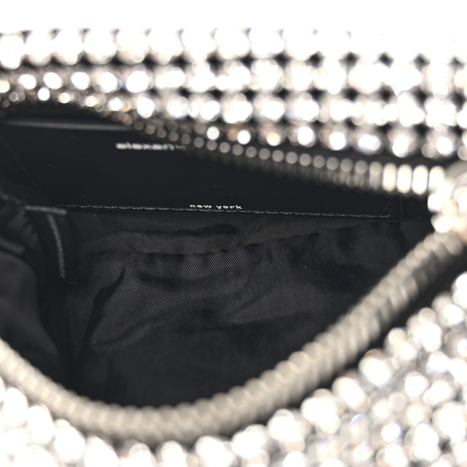 Alexander Wang Mesh Crystal Rhinestone Mini Heiress Pouch Black Silver 5 of 11