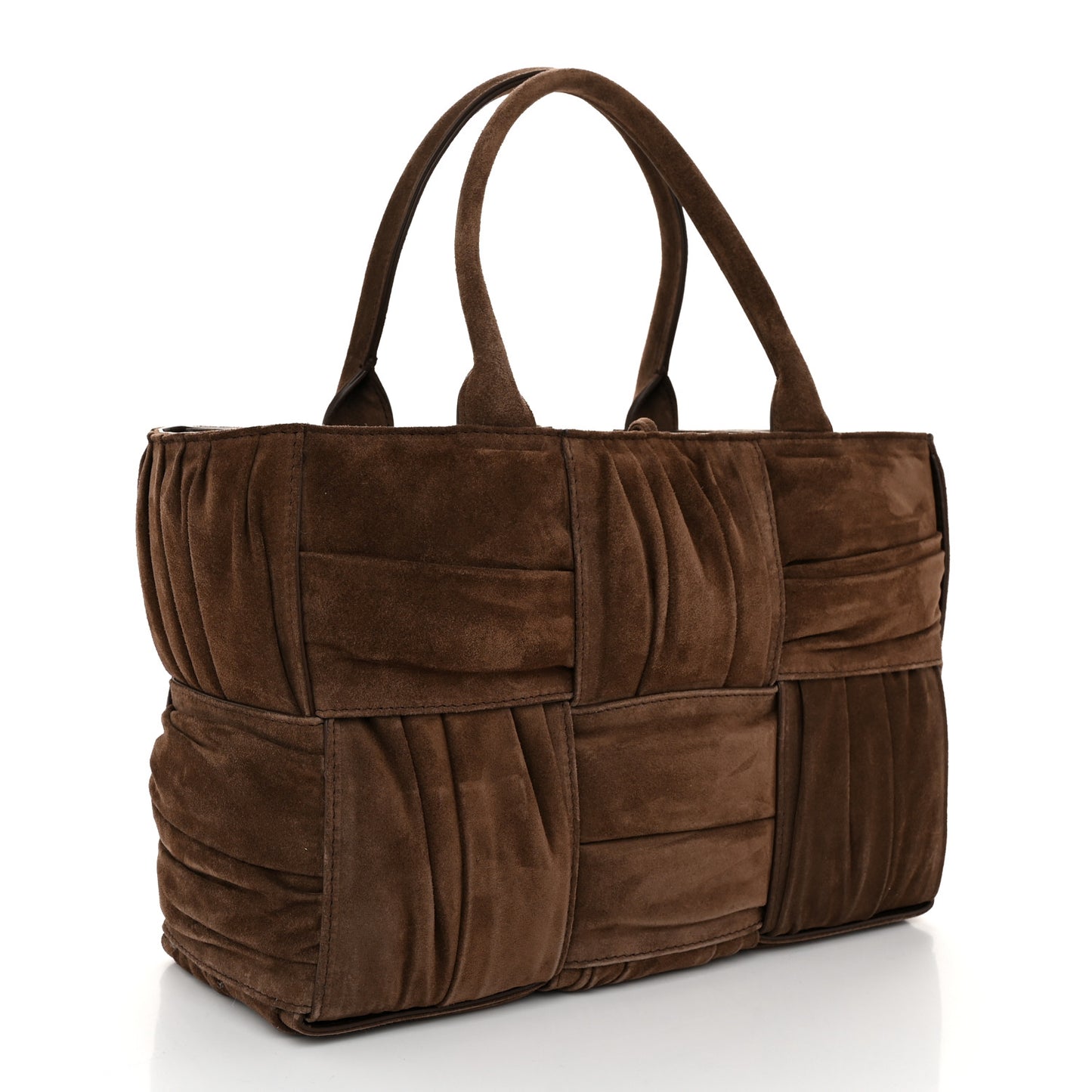 Suede Foulard Intrecciato Small Arco Tote Brownie