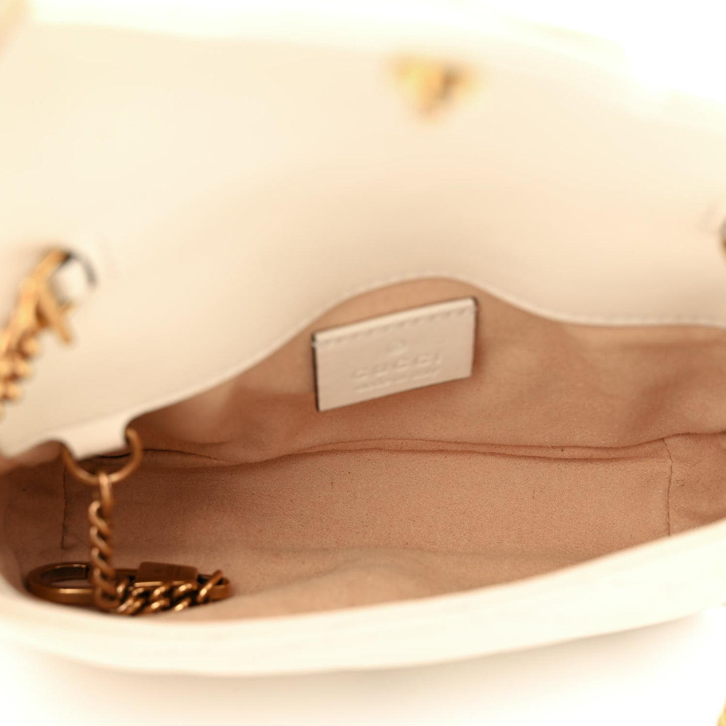 Calfskin Matelasse Super Mini GG Marmont Shoulder Bag White