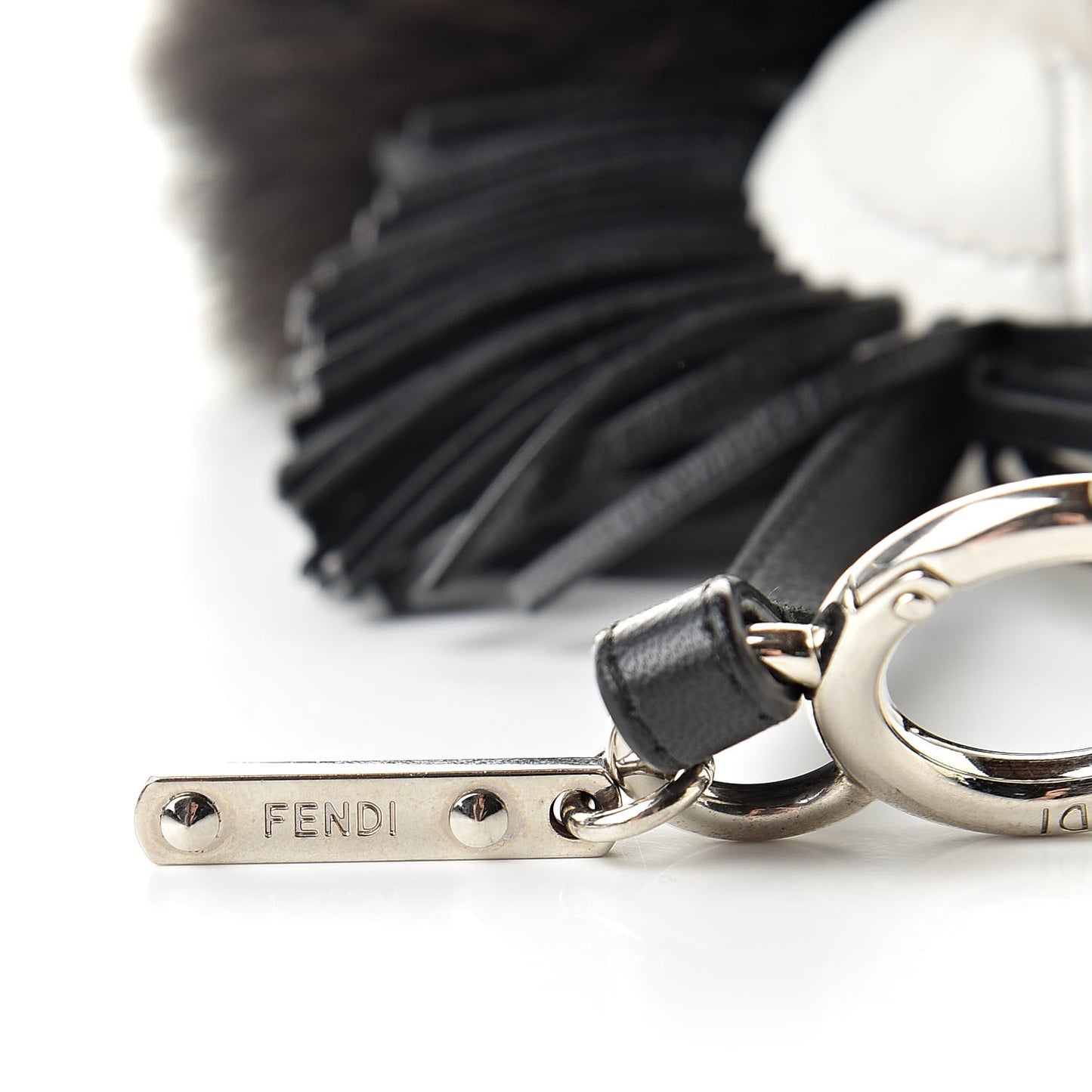 Fox Fur Shiny Nappa Bi-Color Super Karlito Pom Pom Bag Charm Moro Rosso Chiaro