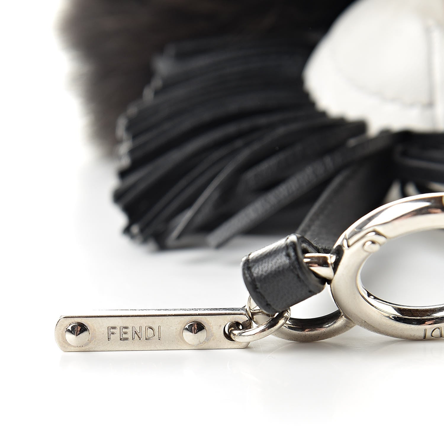 Fendi Fox Fur Shiny Nappa Bi-Color Super Karlito Pom Pom Bag Charm Moro Rosso Chiaro 4 of 6