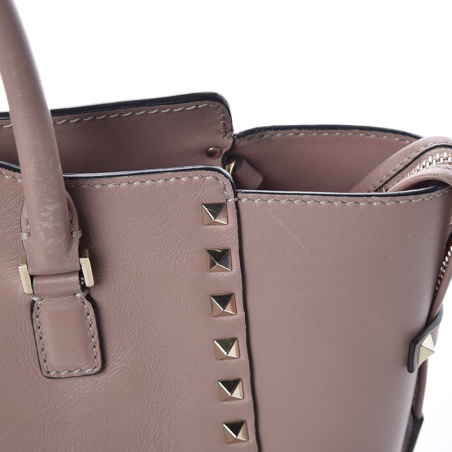 Valentino Garavani Vitello Small Rockstud Double Handle Tote Poudre 12 of 26