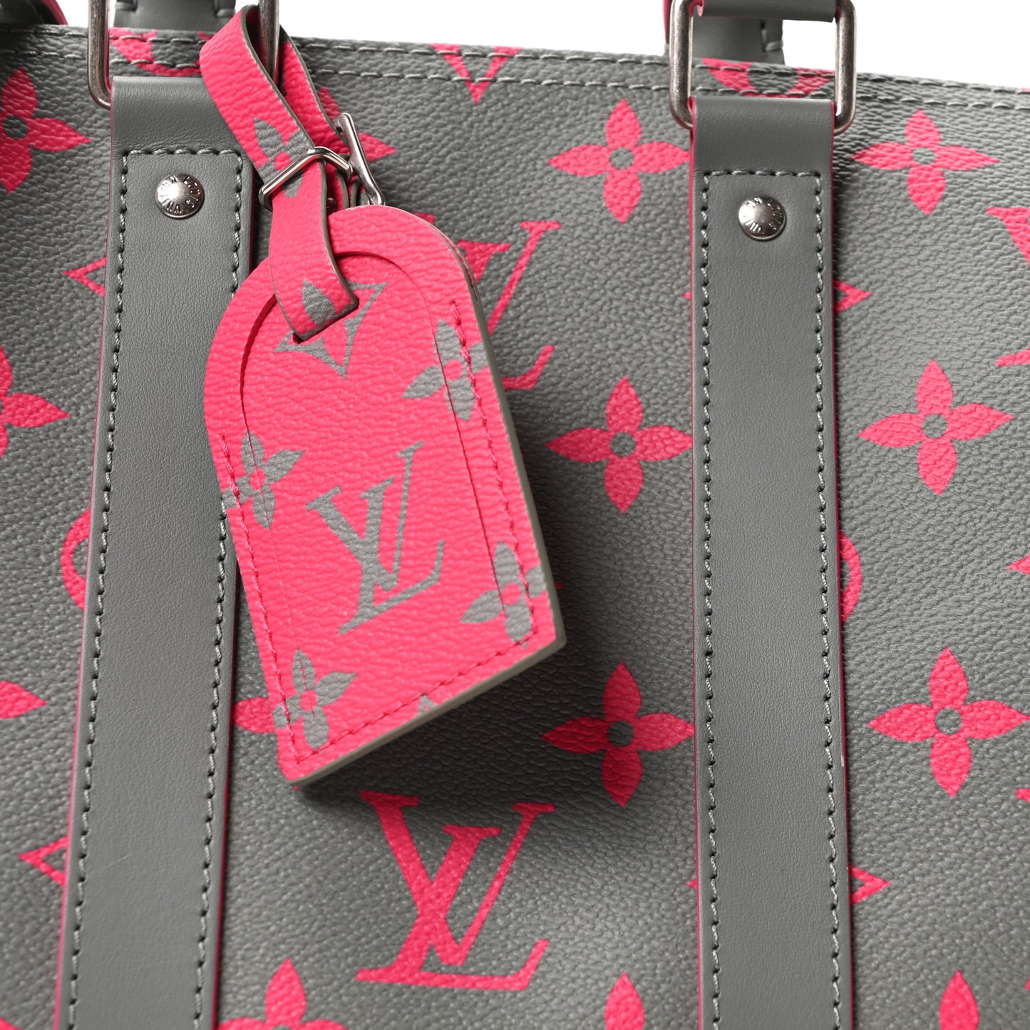 Monogram Surplus Keepall Bandouliere 35 Kahki Green Grey Pink