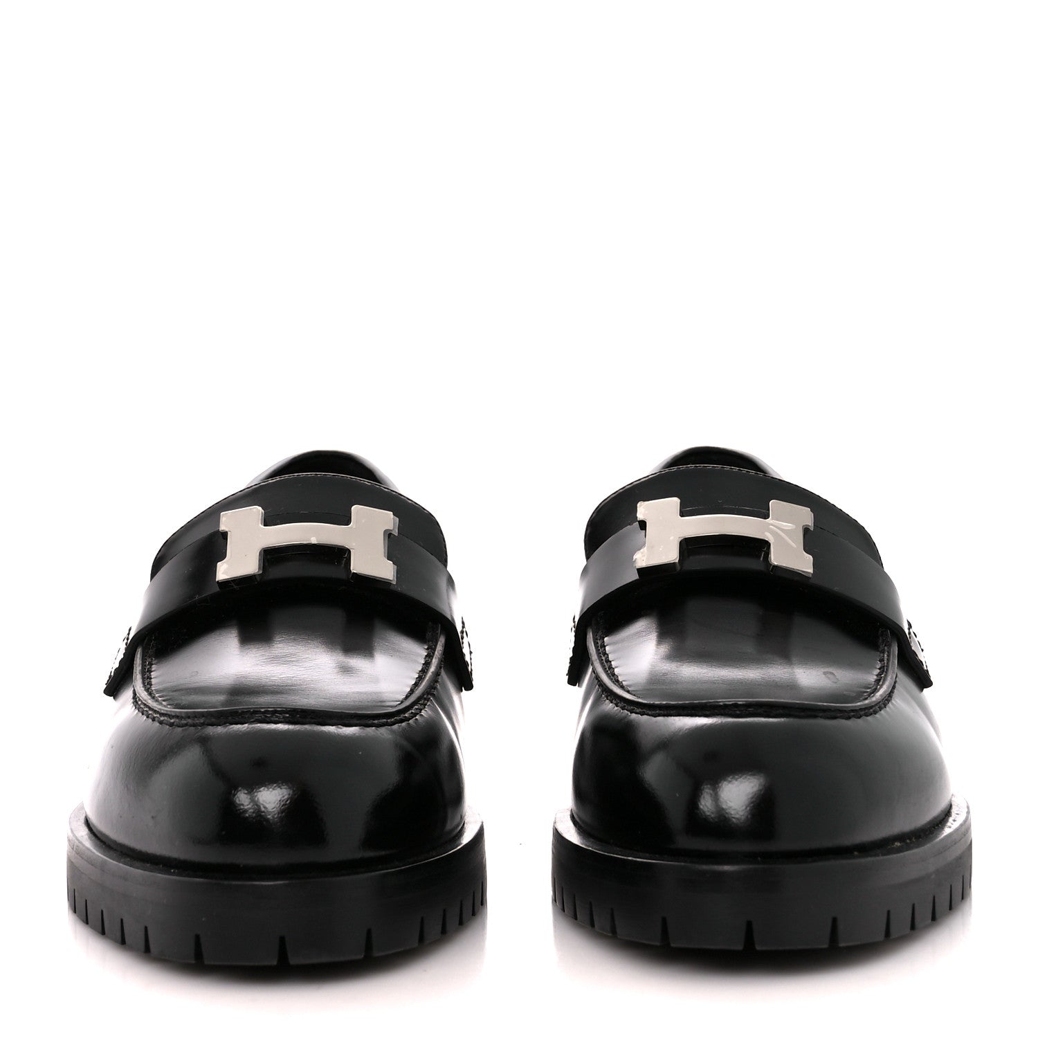 Hermes Calfskin Womens Faubourg Loafers 37 Black 2 of 10