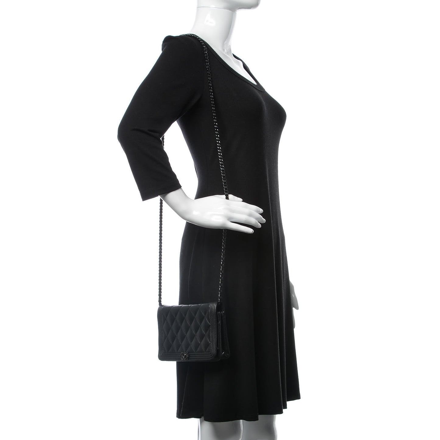 Lambskin Quilted Boy Wallet On Chain WOC So Black