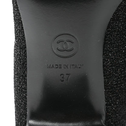 Chanel Glitter Patent Cap Toe High Boots 37 Black 8 of 8