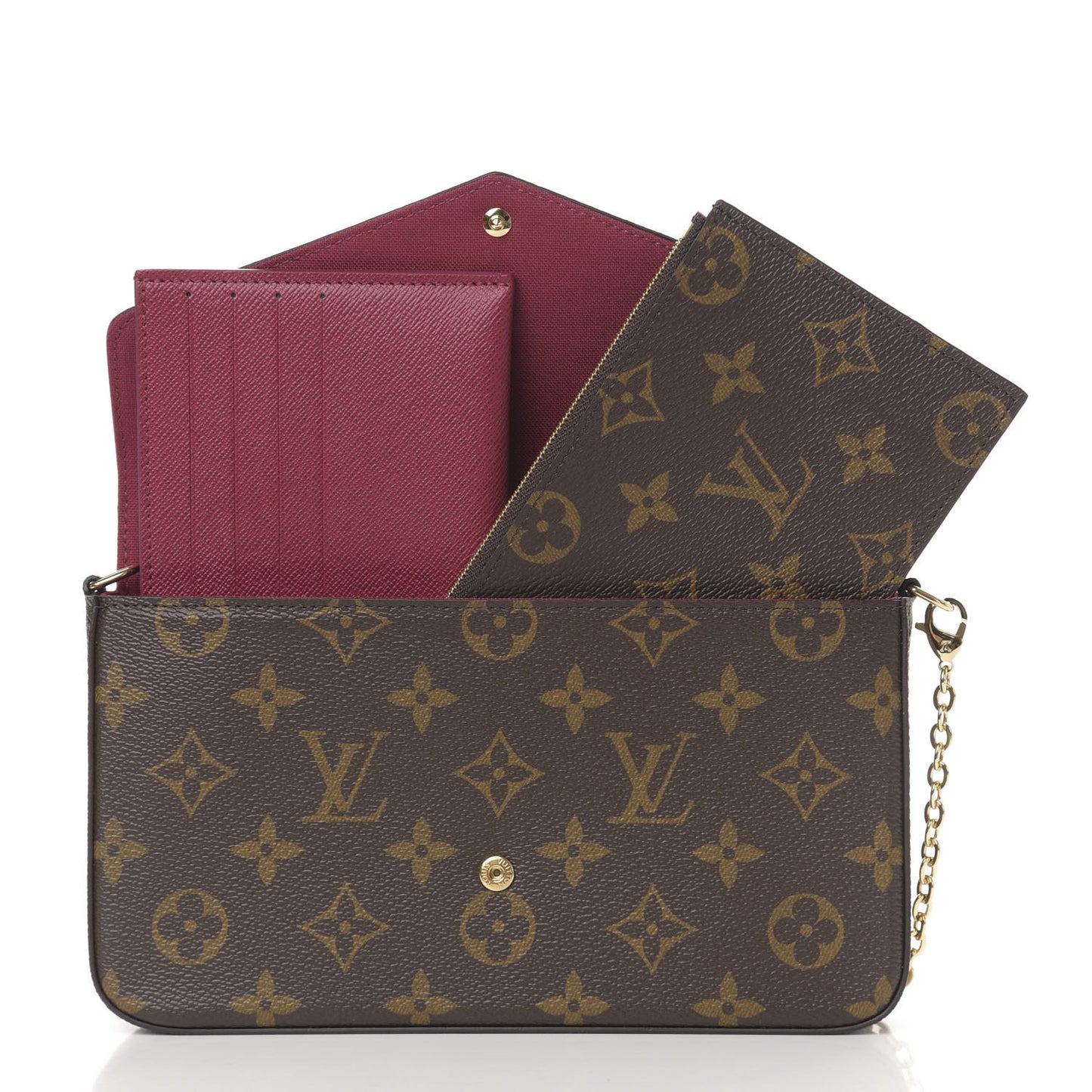 Monogram Pochette Felicie Chain Wallet Fuchsia