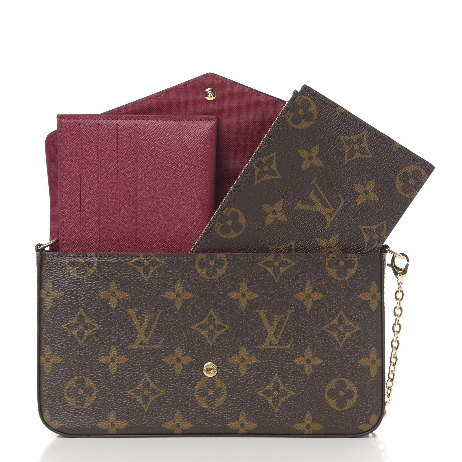 Louis Vuitton Monogram Pochette Felicie Chain Wallet Fuchsia 9 of 10