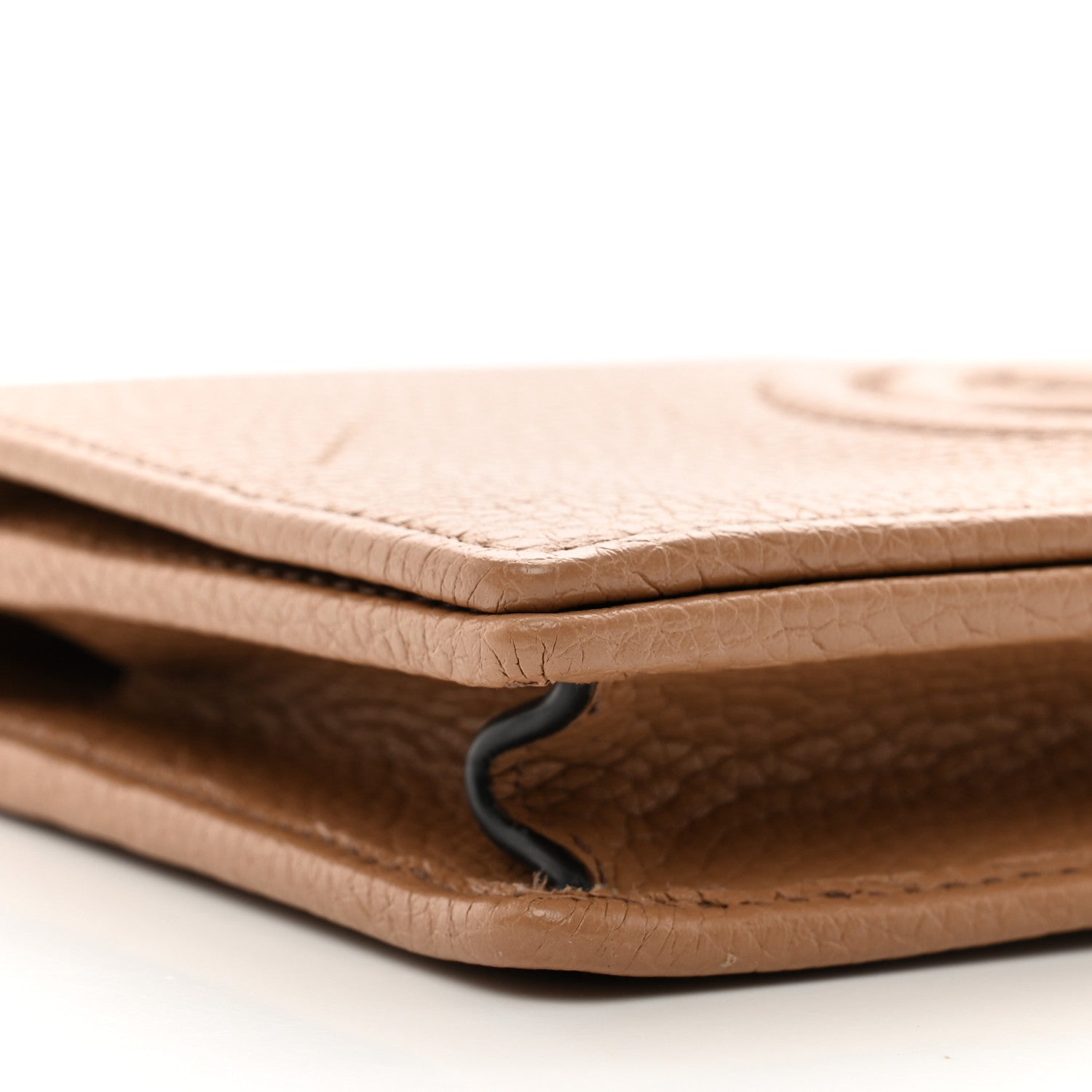 Gucci Pebbled Calfskin Soho Wallet On Chain Camelia 7 of 9