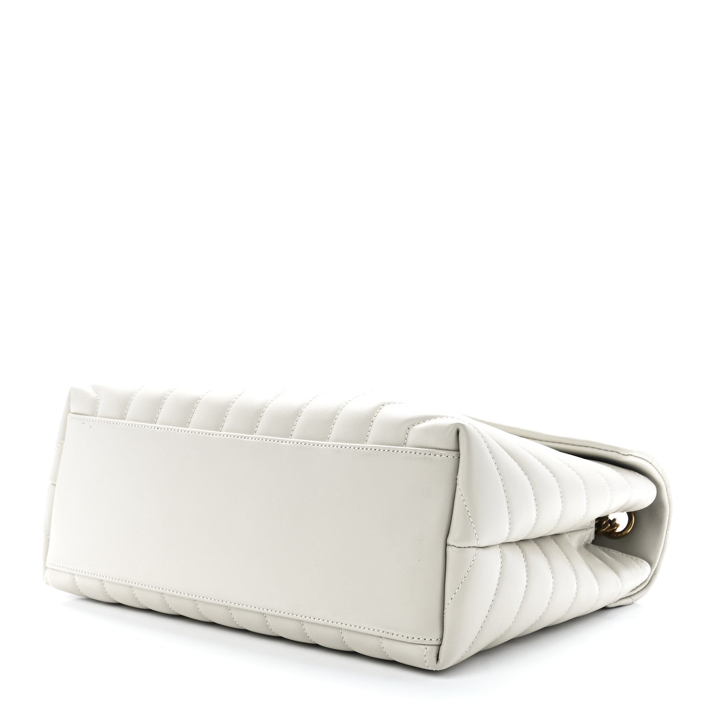 Calfskin Y Quilted Monogram Medium Loulou Chain Satchel Blanc Vintage
