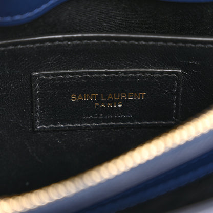 Saint Laurent Calfskin Y Quilted Monogram Small Loulou Chain Satchel Blue Charron 6 of 12
