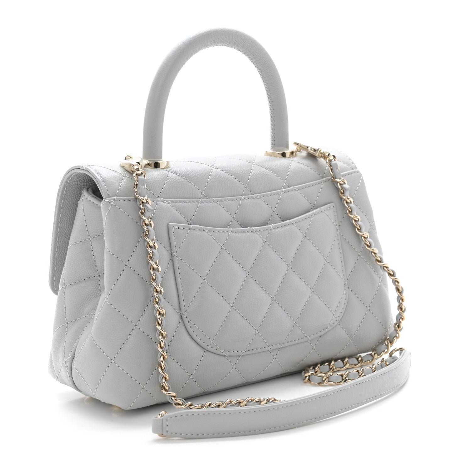 Chanel Caviar Quilted Mini Coco Handle Flap Light Grey 3 of 11