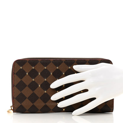 Louis Vuitton Damier Ebene Studded Zippy Wallet Cherry 2 of 7