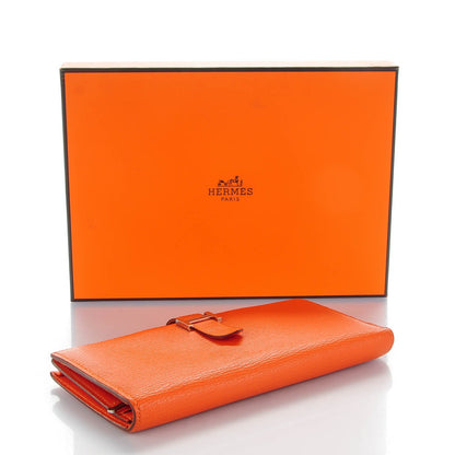 Hermes Chevre Mysore Bearn Gusset Wallet Orange 4 of 7