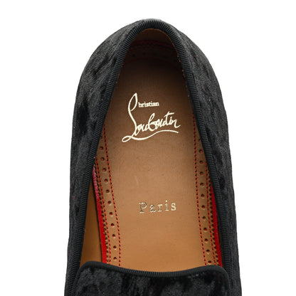 Christian Louboutin Velvet Jacquard Mens Captain Colonnaki Leopard Flat Loafers 44 Black 7 of 8