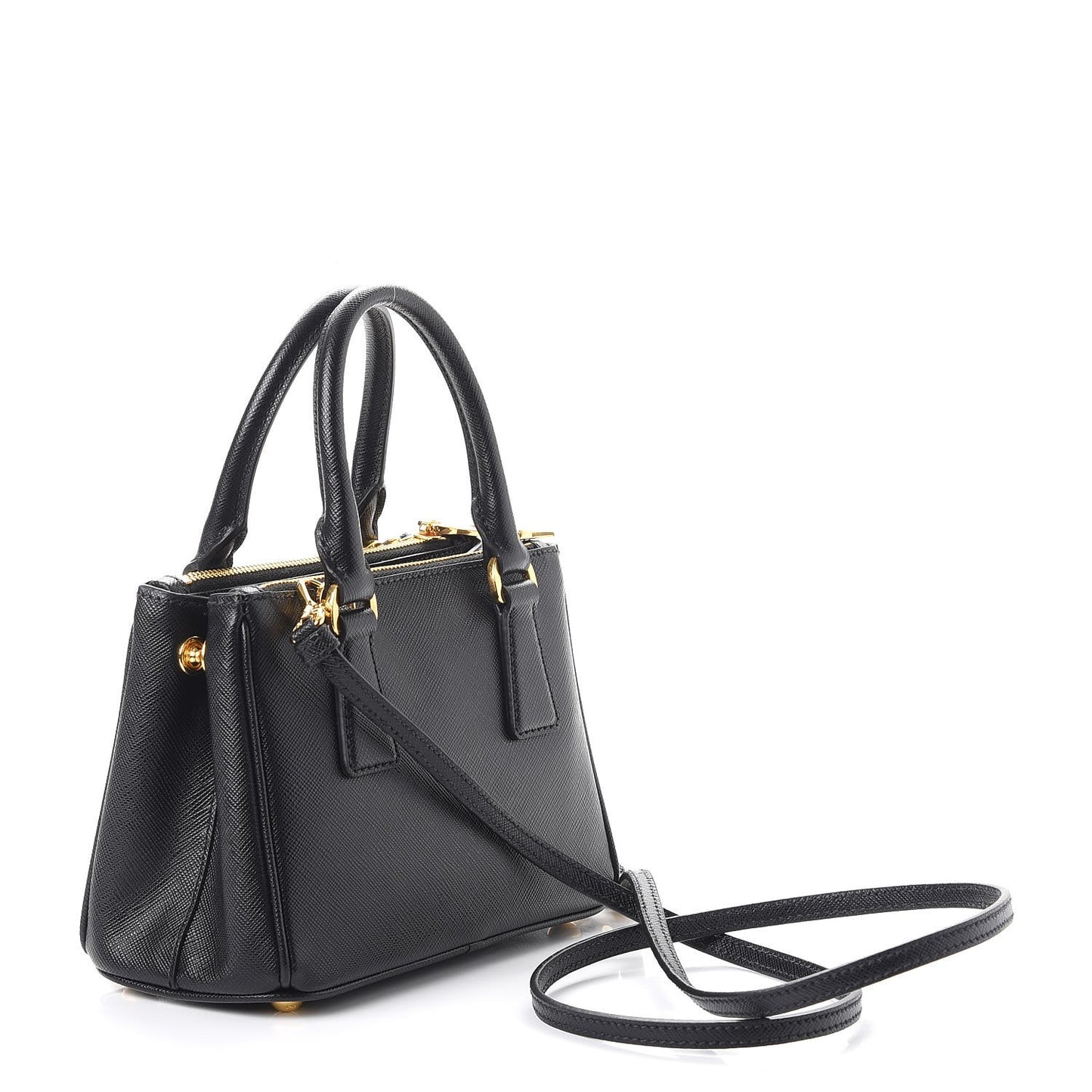 Saffiano Micro Galleria Double Zip Tote Nero Black
