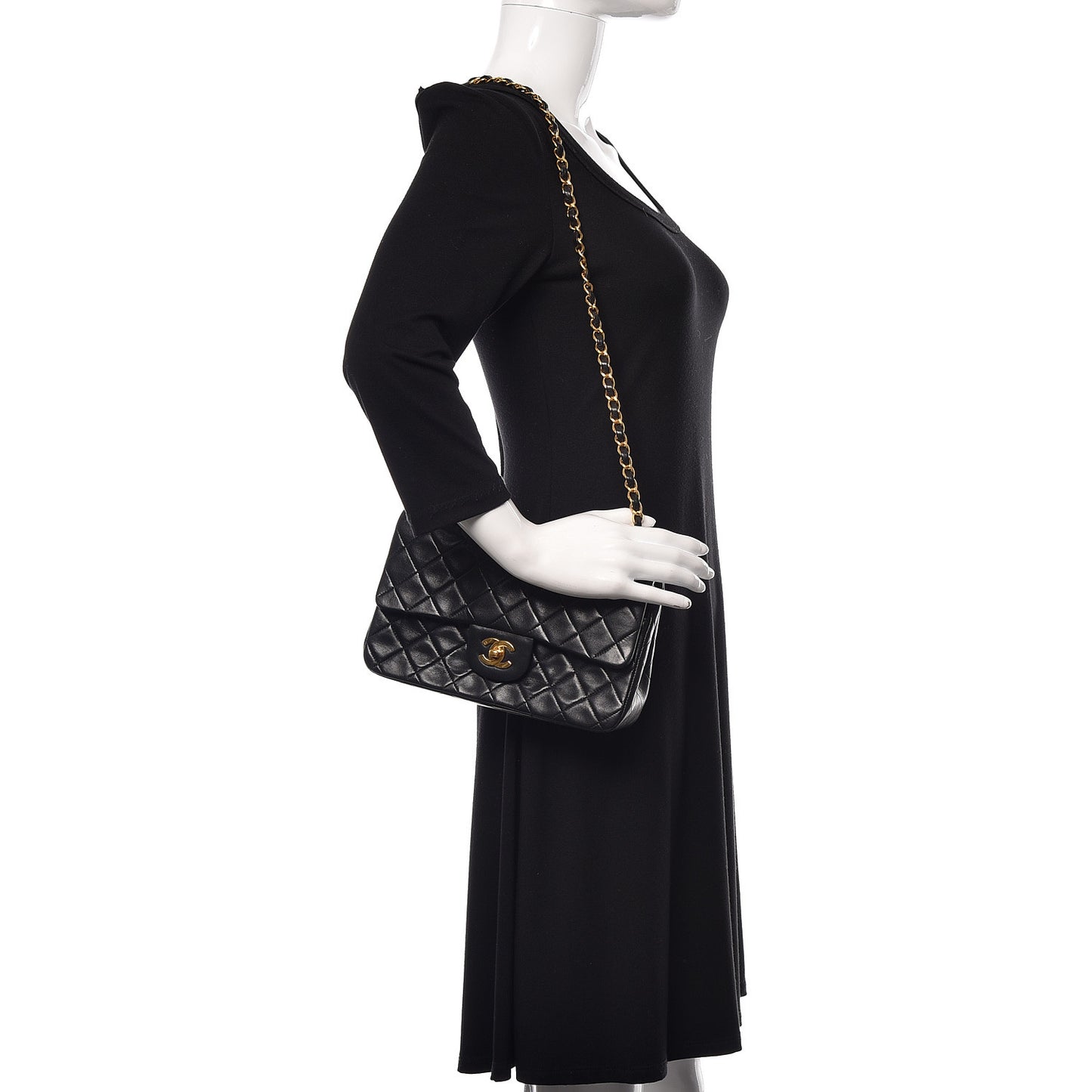 Lambskin Quilted Small Double Flap Black