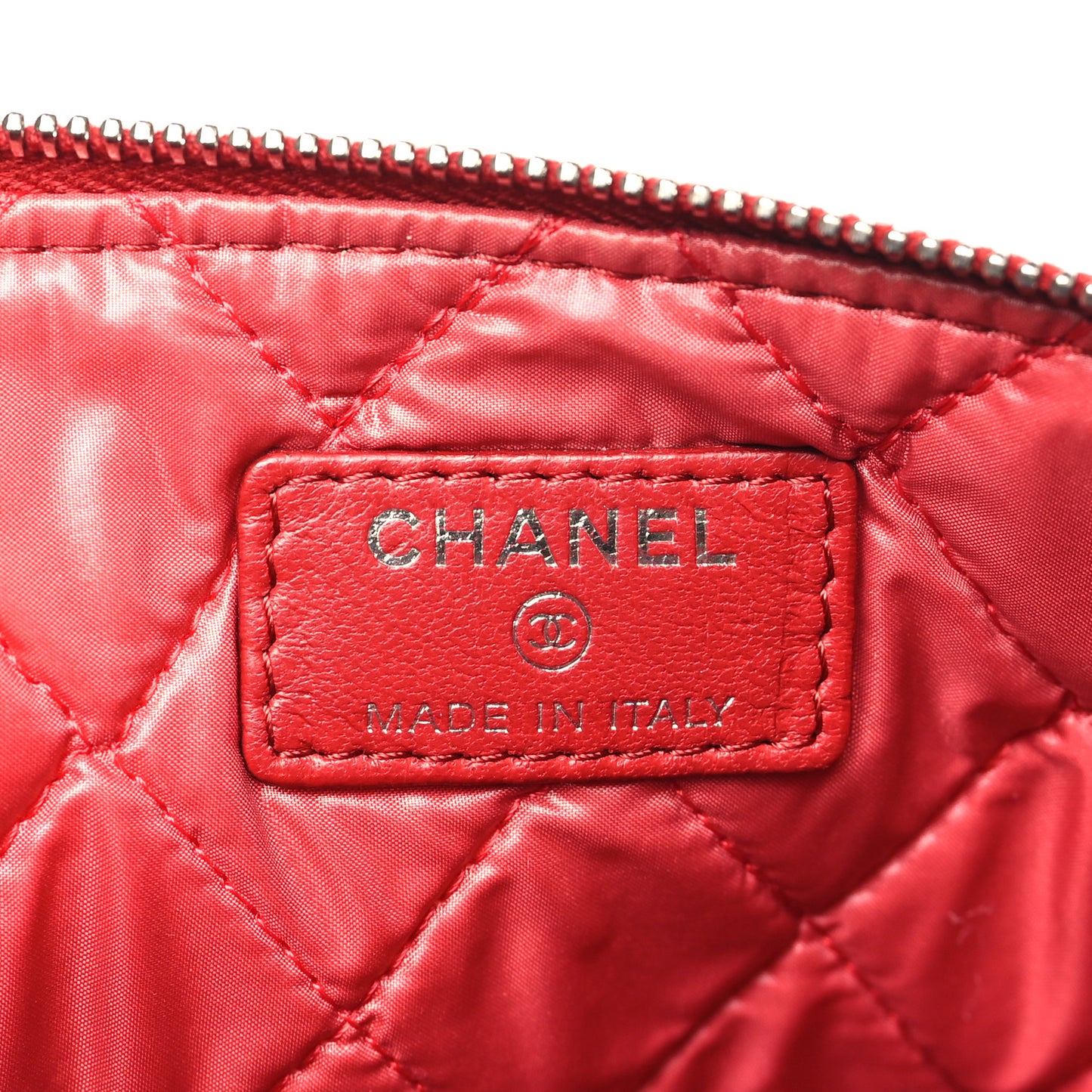 Lambskin Quilted Medium Cosmetic Case Red