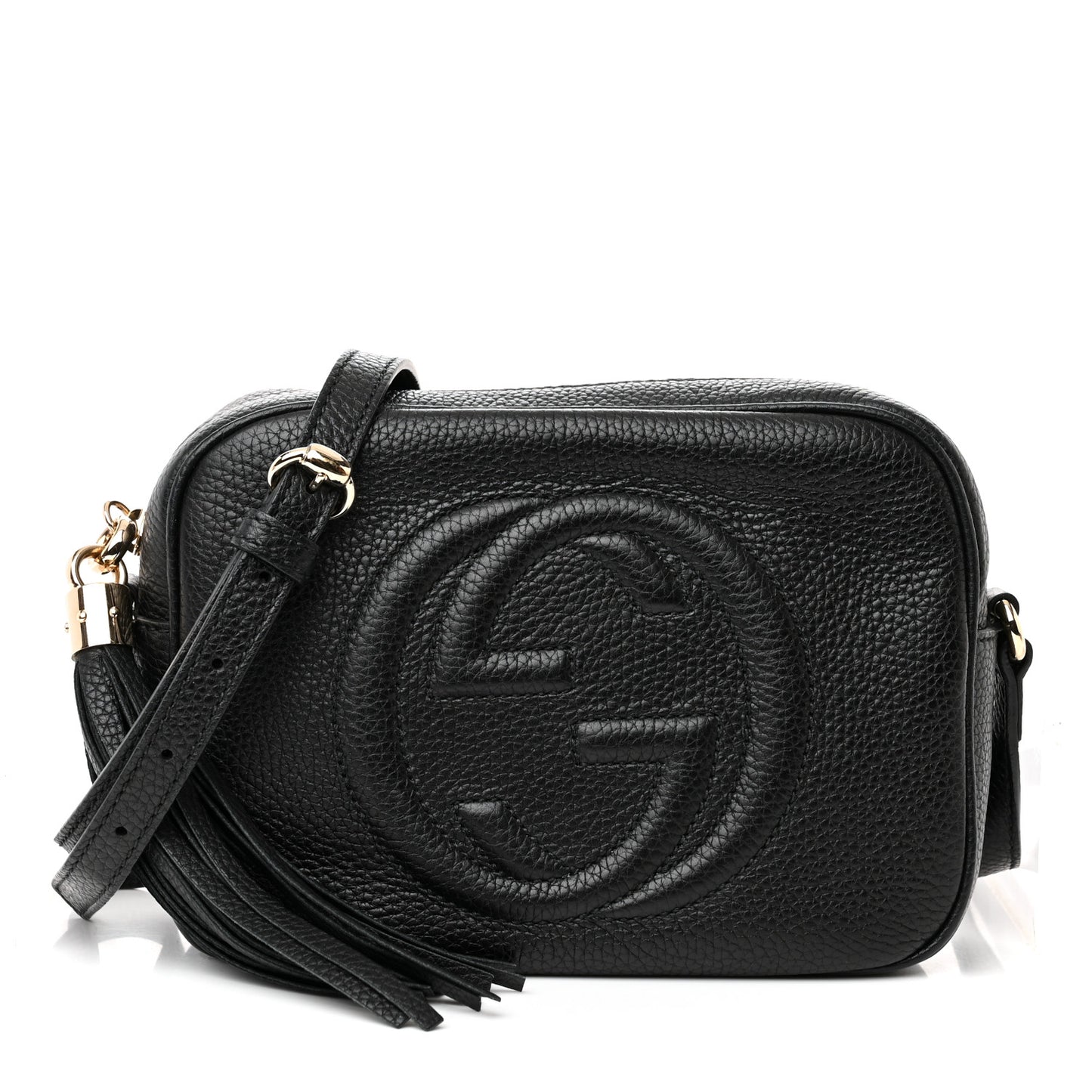 Pebbled Calfskin Small Soho Disco Bag Black