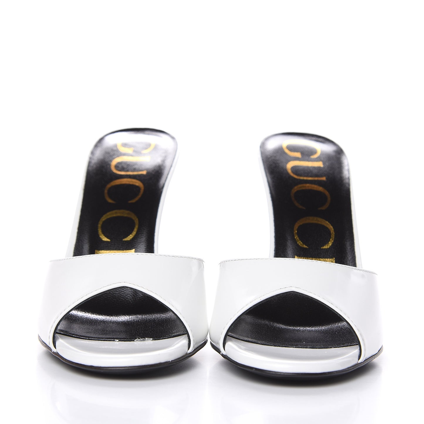 Polished Calfskin Scarlet Mid Heel Slide Sandals 35.5 Great White