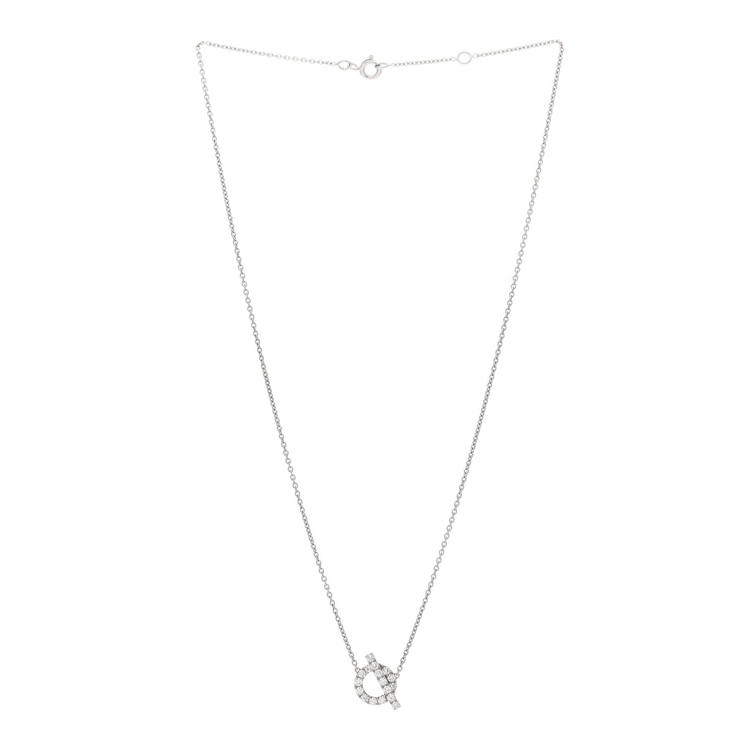 Hermes 18K White Gold Diamond Finesse Pendant Necklace 3 of 4