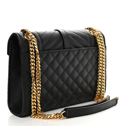 Saint Laurent Grain De Poudre Textured Mixed Matelasse Triquilt Medium Monogram Satchel Black 3 of 9