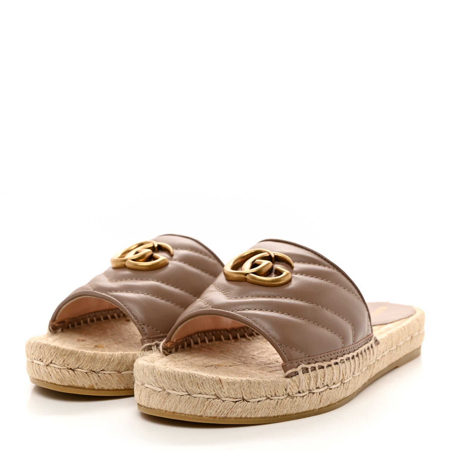 Gucci Nappa Matelasse GG Marmont Espadrille Slide Sandals 37 Porcelain Rose 3 of 11