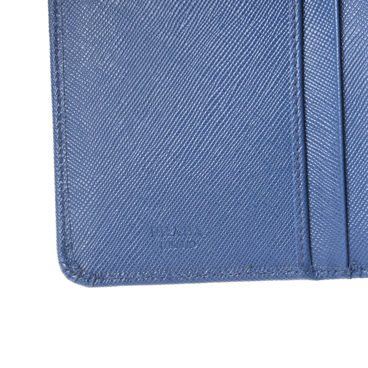 Prada Saffiano Metal Compact Wallet Bluette Mare 6 of 6