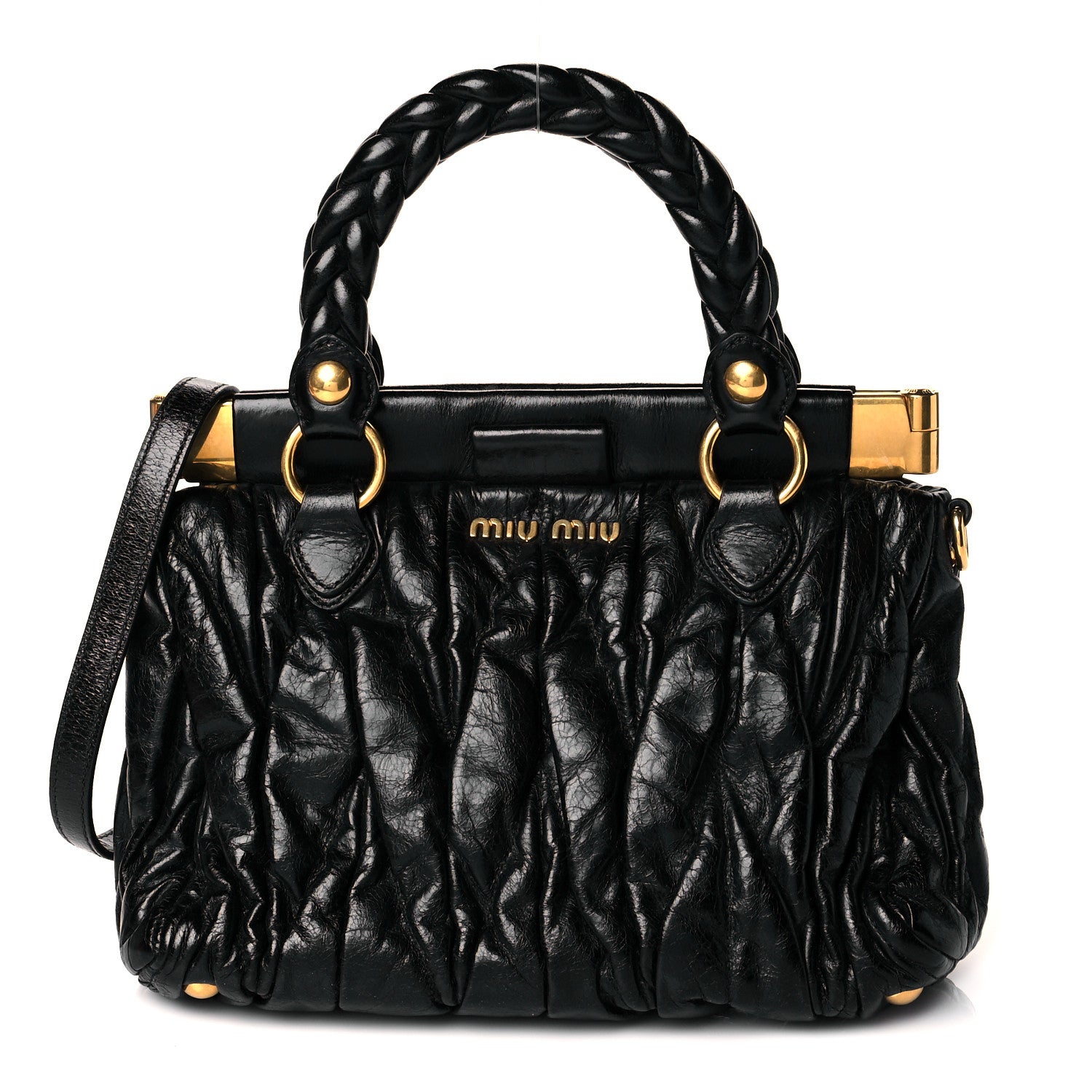 Miu Miu Nappa Matelasse Lux Top Handle Satchel Black 1 of 10