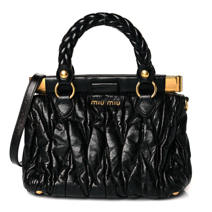 Miu Miu Nappa Matelasse Lux Top Handle Satchel Black 1 of 10