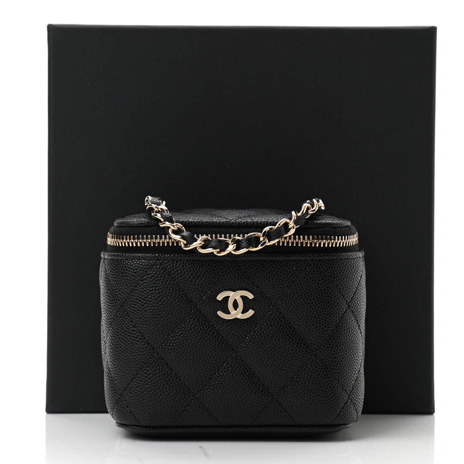 Chanel Caviar Quilted Mini Vanity Case With Chain Black 12 of 12