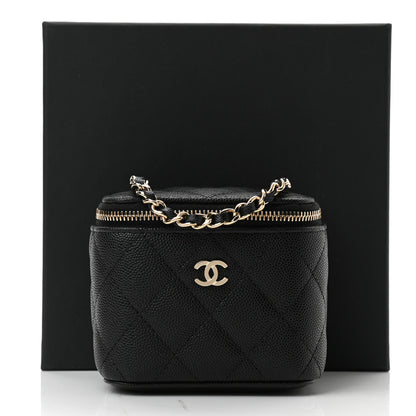 Chanel Caviar Quilted Mini Vanity Case With Chain Black 12 of 12