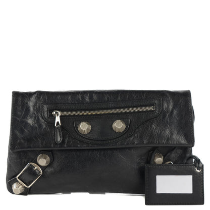 Balenciaga Agneau Giant 21 Silver Hardware Envelope Clutch Black 1 of 7