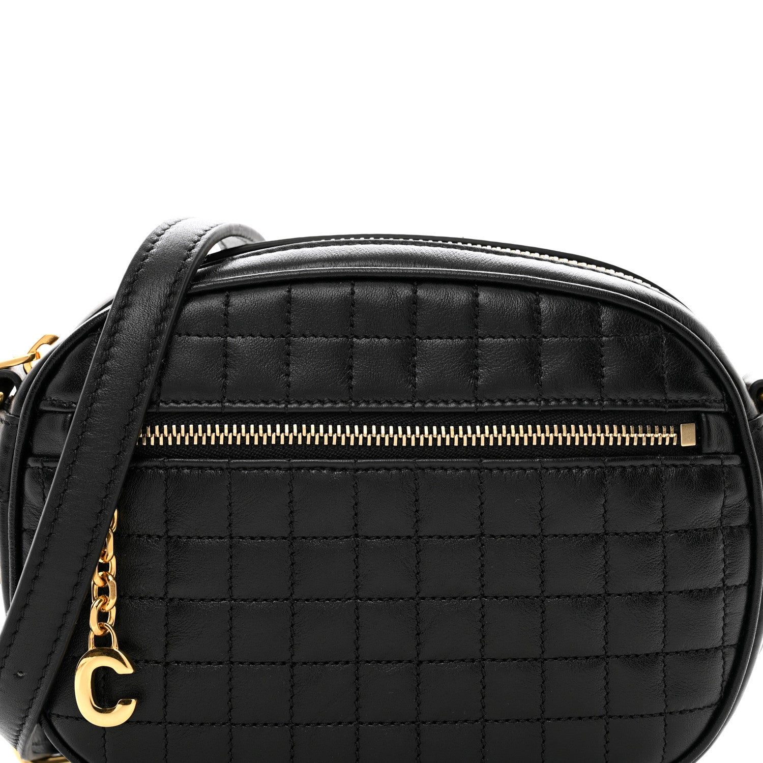 Celine Calfskin Quilted Small C Charm Bag Black 5 of 10