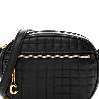 Celine Calfskin Quilted Small C Charm Bag Black 5 of 10