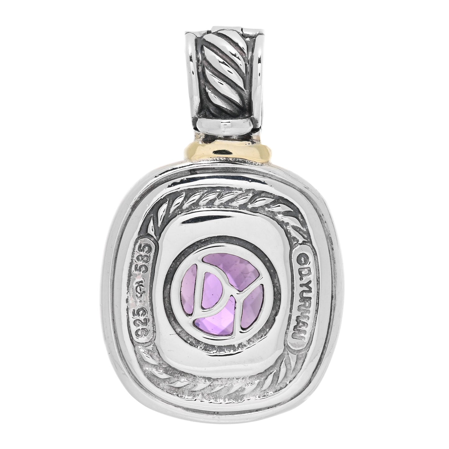 Sterling Silver 14K Yellow Gold Amethyst 10mm Albion Pendant
