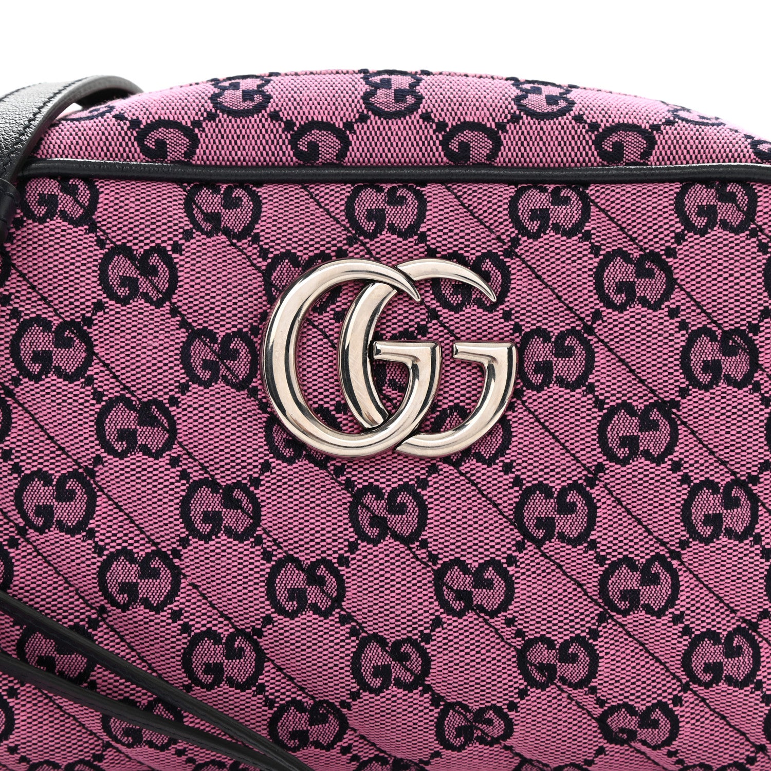 Gucci Monogram Multicolor Matelasse Diagonal Small GG Marmont Chain Shoulder Bag Pink Blue 8 of 8