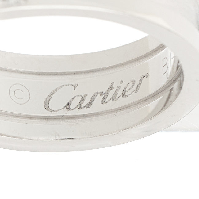 Cartier 18K White Gold Diamond 6.5mm Logo De Cartier Ring 52 6 7 of 8