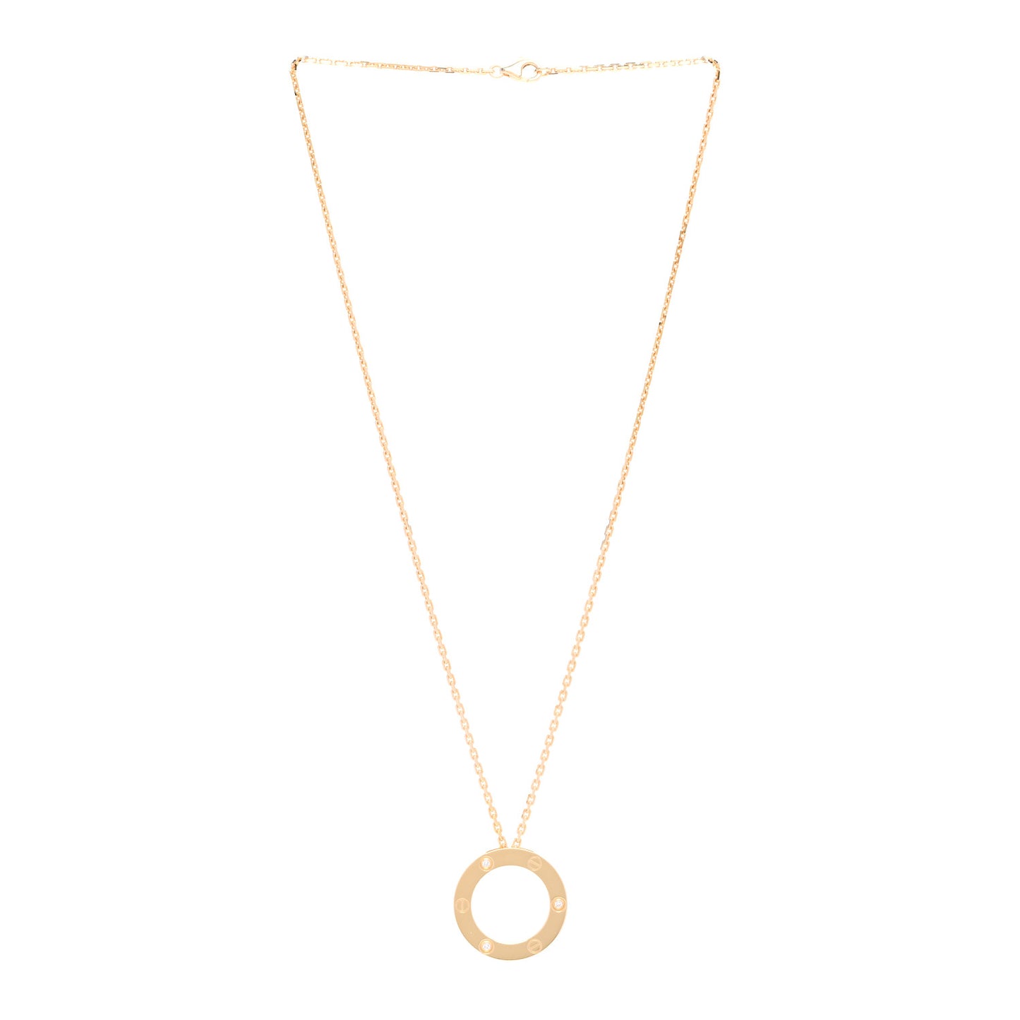 18K Yellow Gold 3 Diamonds LOVE Pendant Necklace