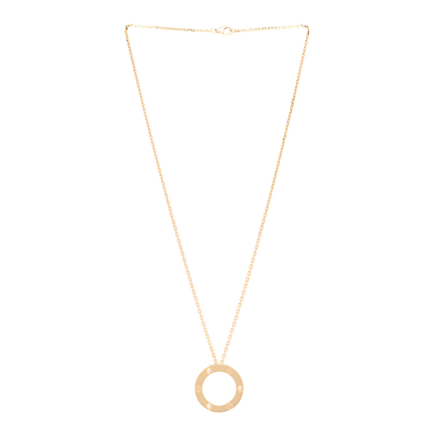 Cartier 18K Yellow Gold 3 Diamonds LOVE Pendant Necklace 3 of 7