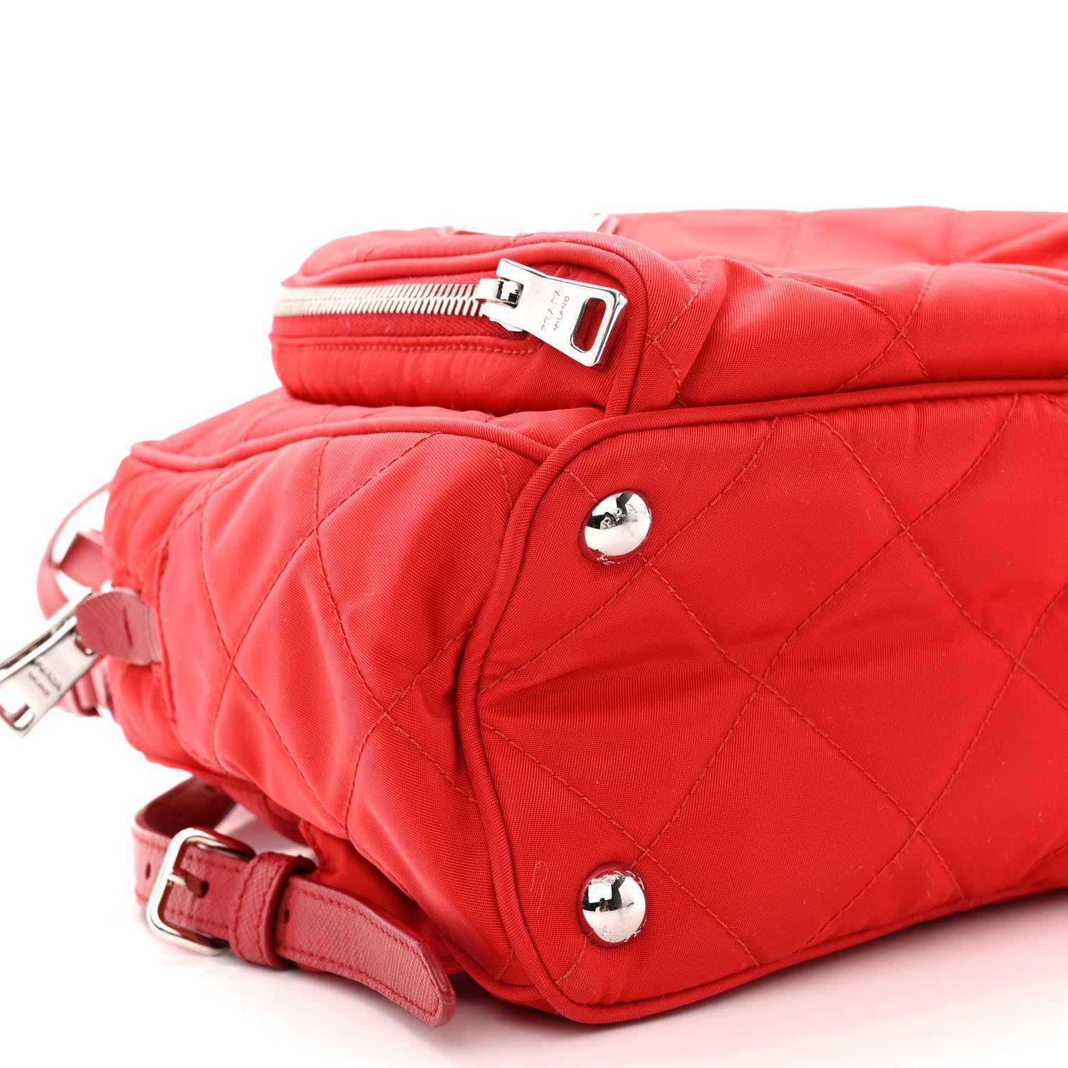 Prada Nylon Tessuto Impuntu Quilted Backpack Rosso 11 of 14