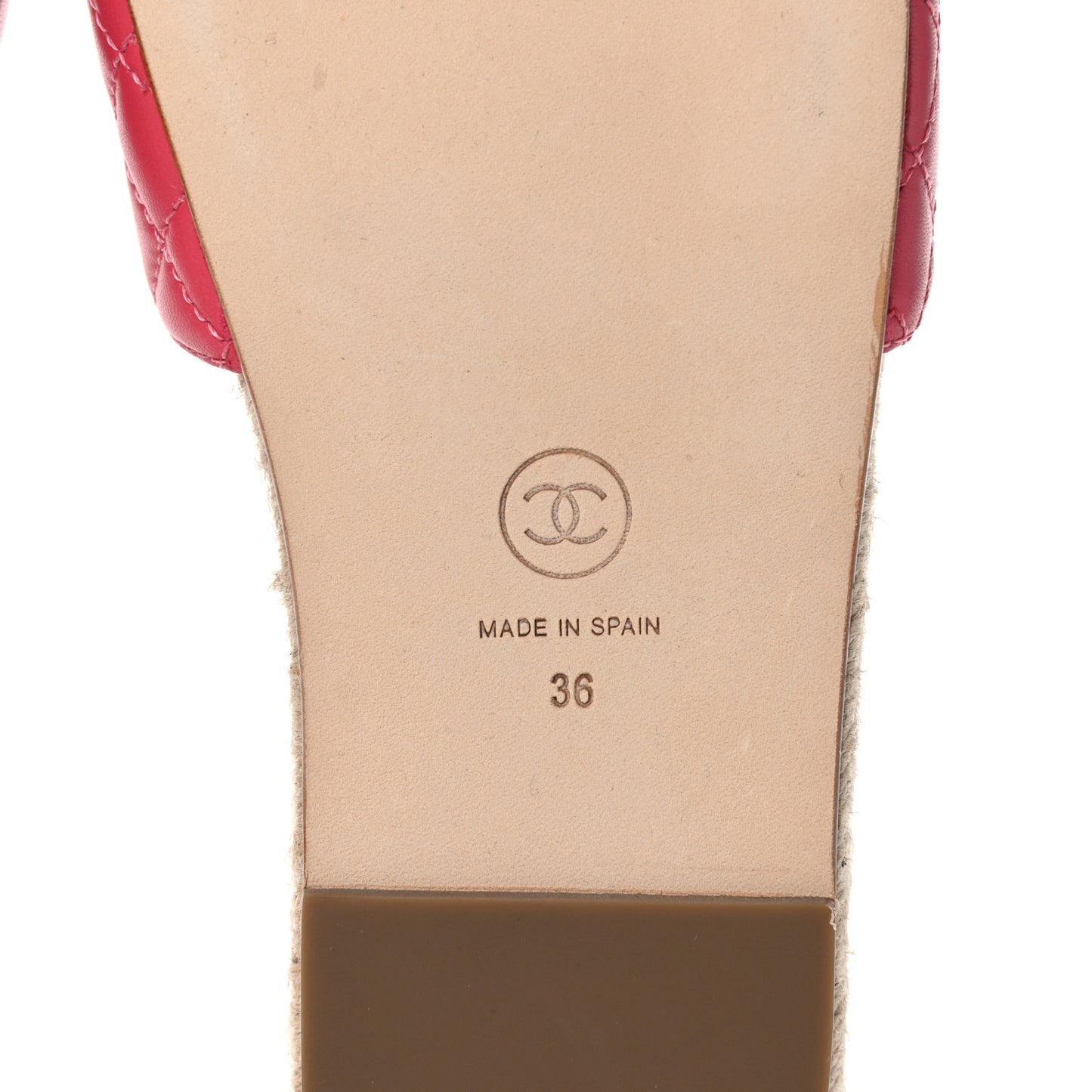 Lambskin Quilted CC Espadrille Slip On Sandals 36 Pink