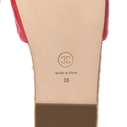 Chanel Lambskin Quilted CC Espadrille Slip On Sandals 36 Pink 6 of 8