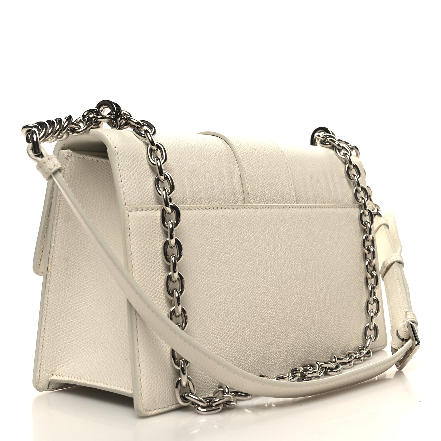 Christian Dior Grained Calfskin 30 Montaigne Chain Flap Bag White 3 of 13
