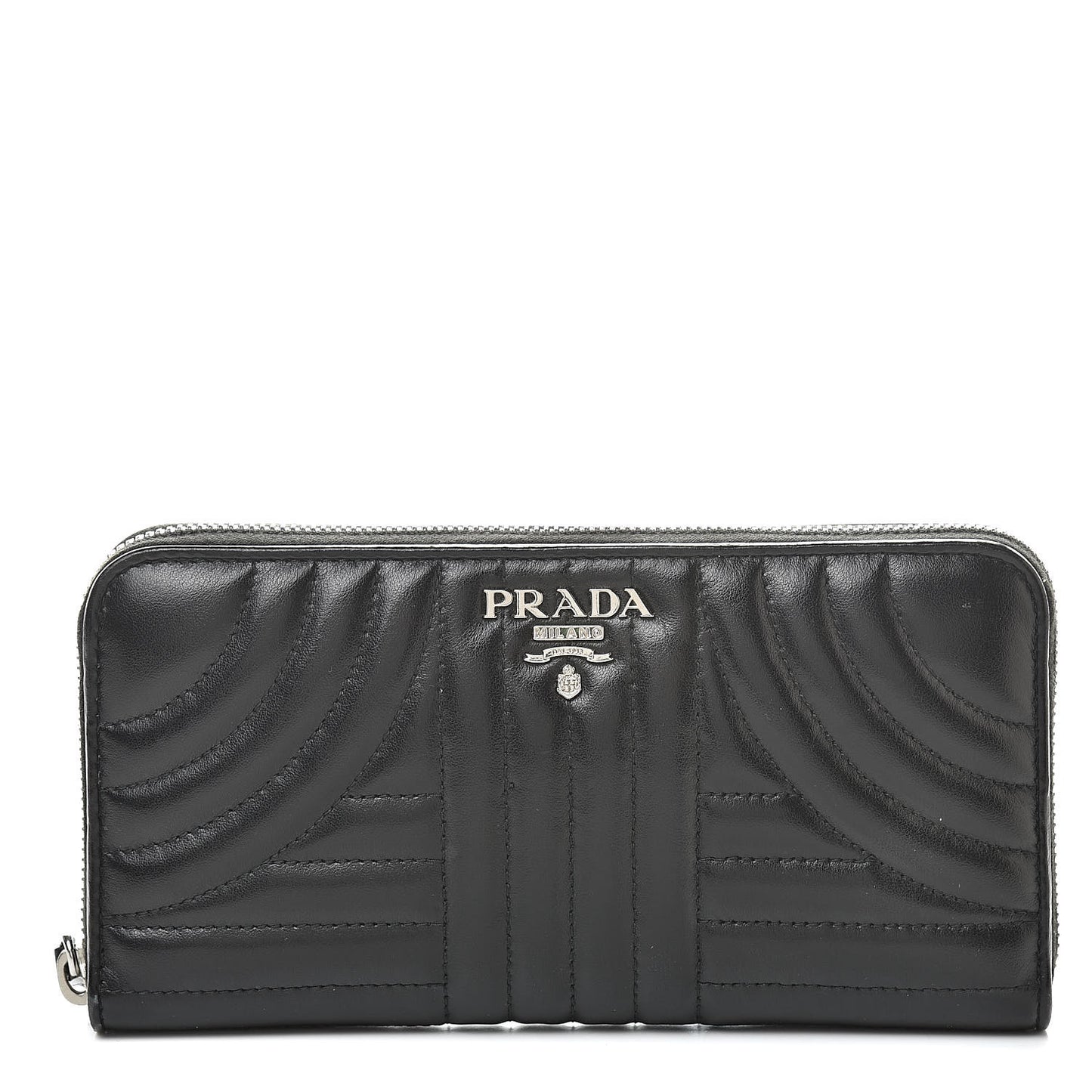 Soft Calfskin Diagramme Zip Around Wallet Black